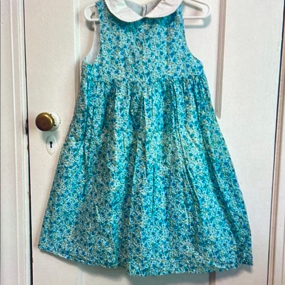 Blue and White Tiered Ruffled Sundress with Peter Pan Collar